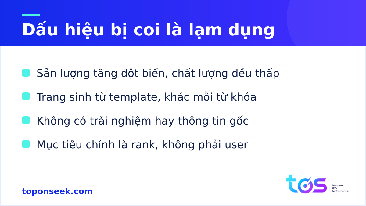 Dấu hiệu bị coi là lạm dụng