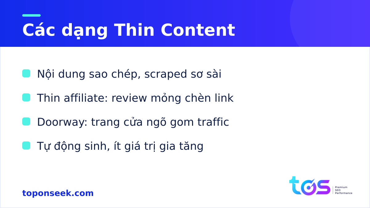 Các dạng Thin Content