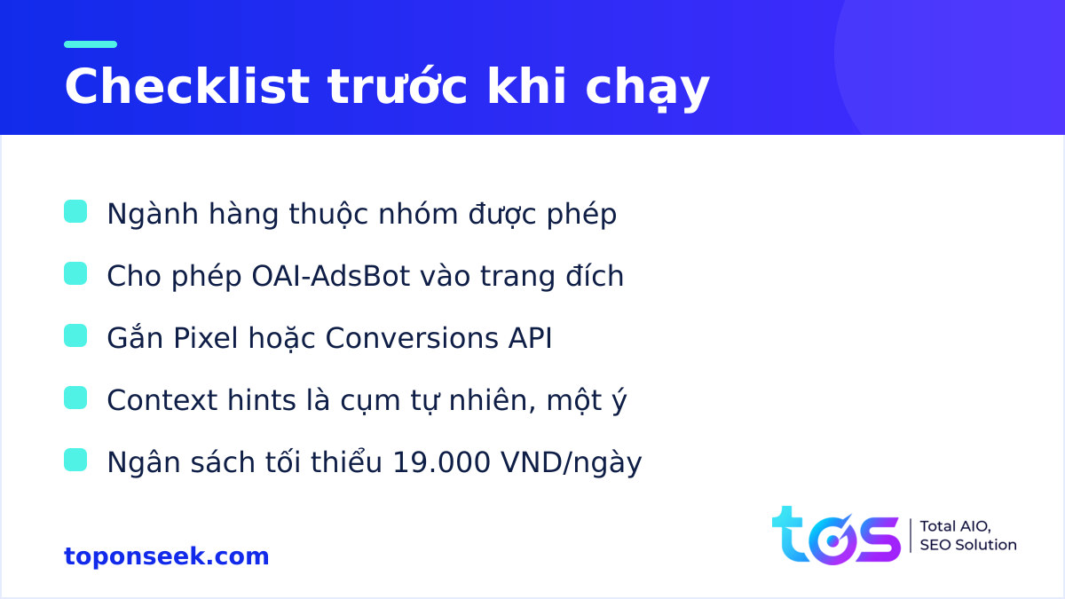 Checklist cách chạy quảng cáo ChatGPT và lỗi thường gặp