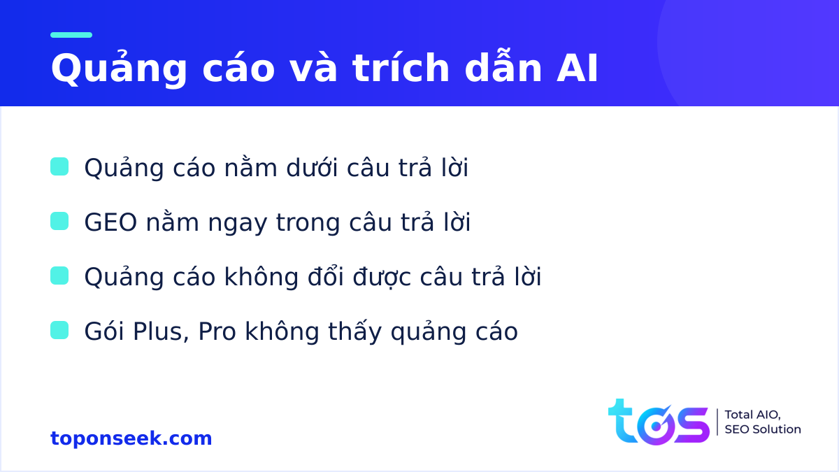 ChatGPT Ads hay GEO: bảng so sánh vị trí, chi phí và đo lường