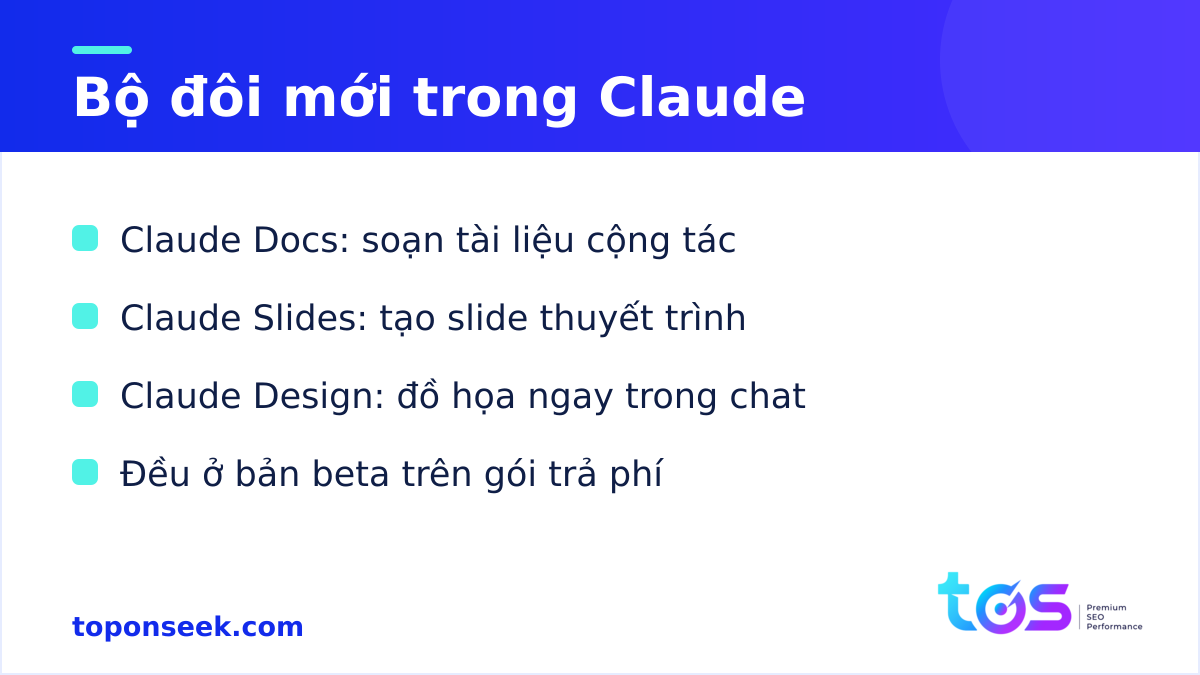 Bộ đôi Claude Docs và Claude Slides cùng Claude Design trong one Claude