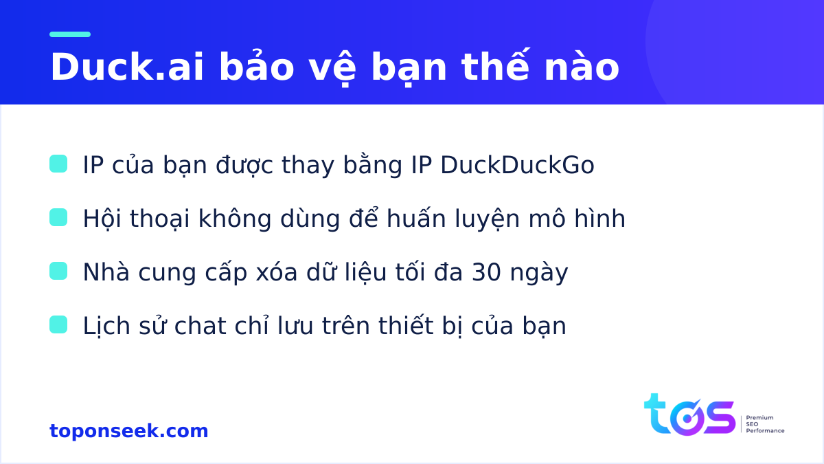 Cách Duck.ai bảo vệ quyền riêng tư người dùng