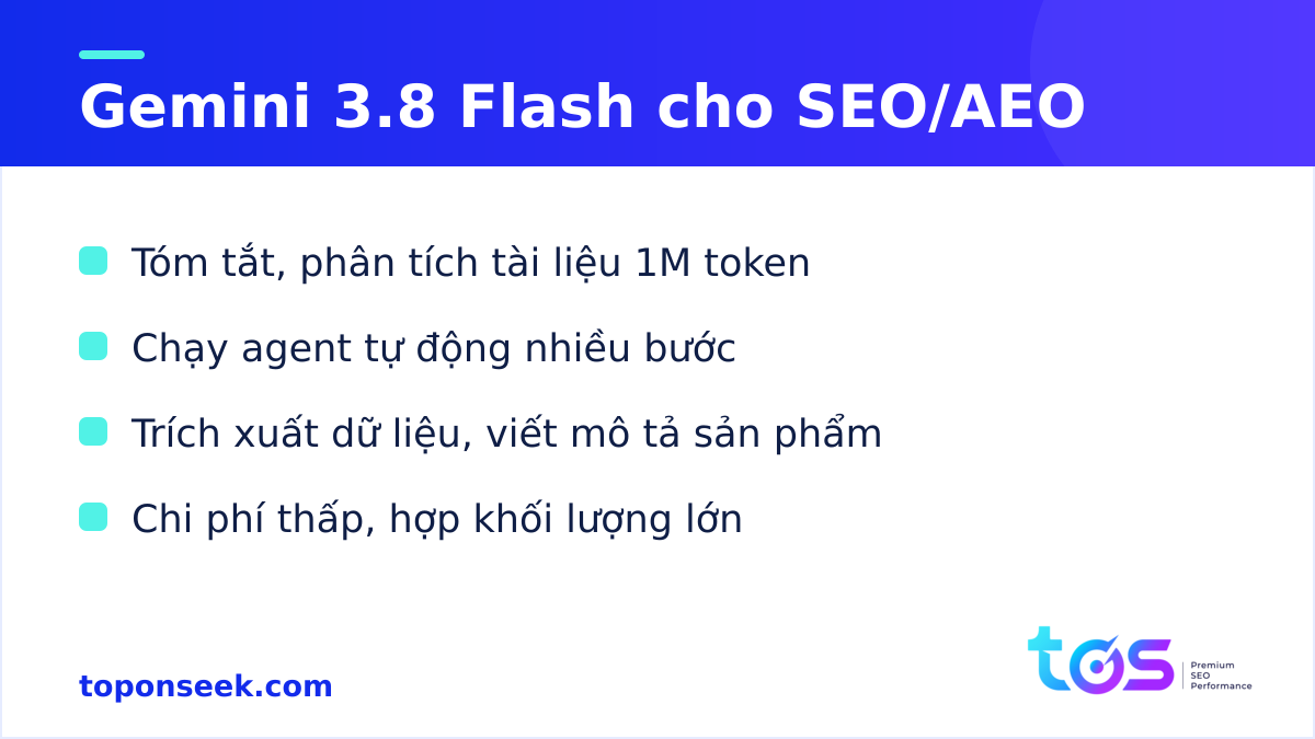 Ứng dụng Gemini 3.8 Flash cho SEO và AEO