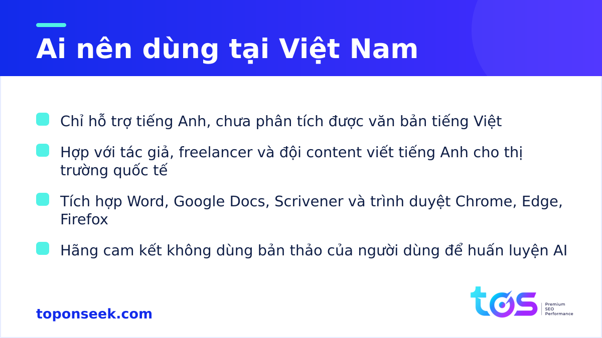 ProWritingAid tại Việt Nam: chỉ hỗ trợ tiếng Anh, phù hợp tác giả và đội content quốc tế