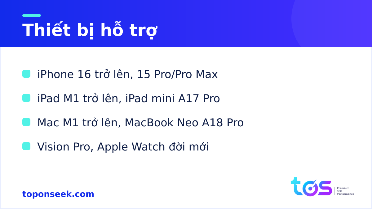 Thiết bị hỗ trợ Siri AI — iPhone, iPad, Mac