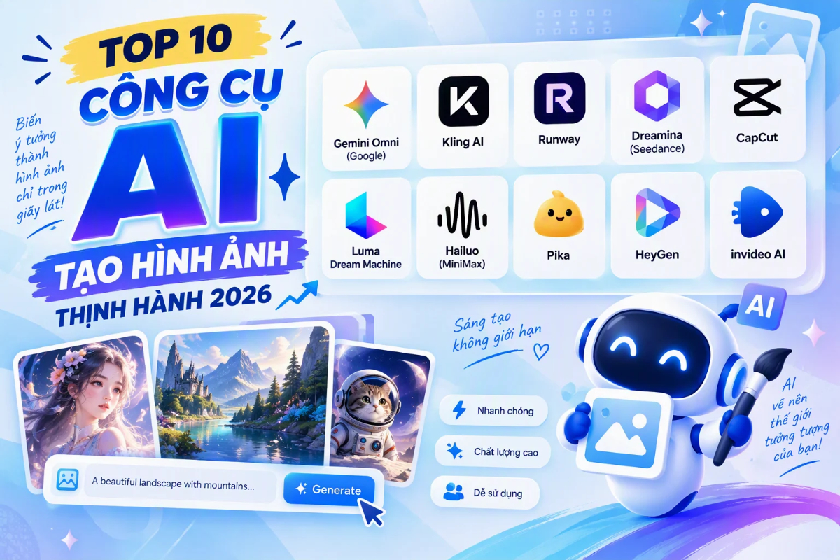 Top 10 công cụ AI tạo video phổ biến 2026