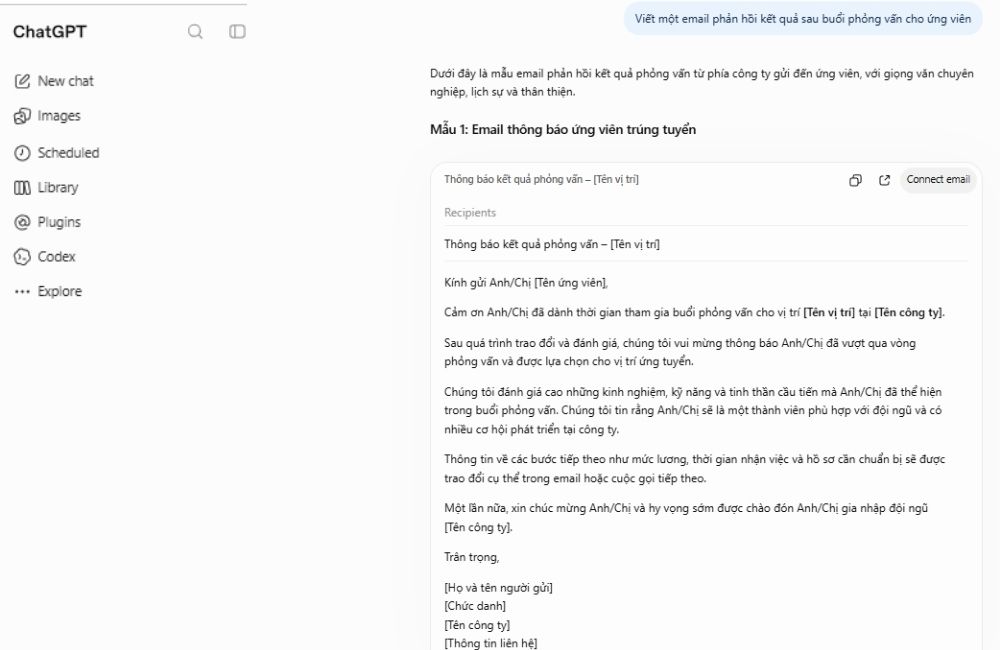 Công cụ AI hỗ trợ viết email - ChatGPT