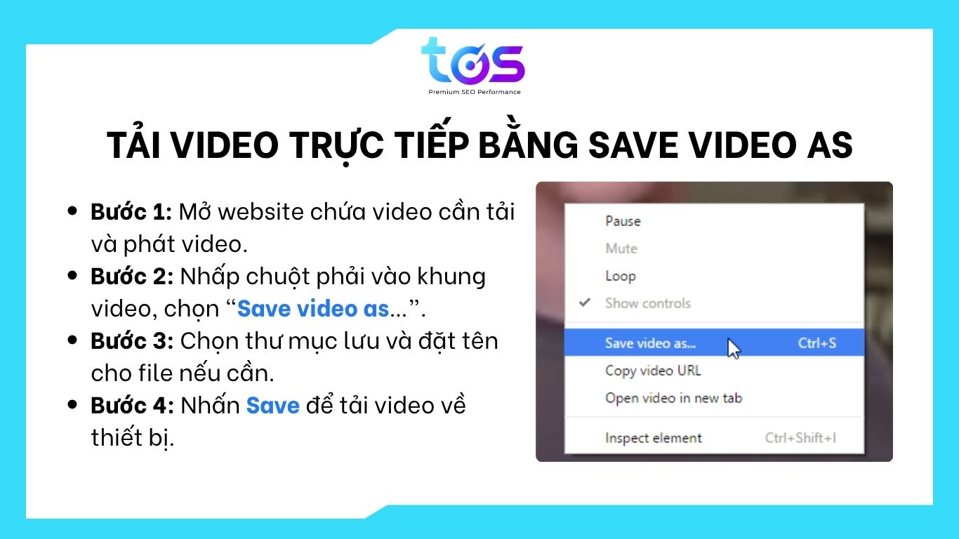 Tải video trực tiếp bằng save video as