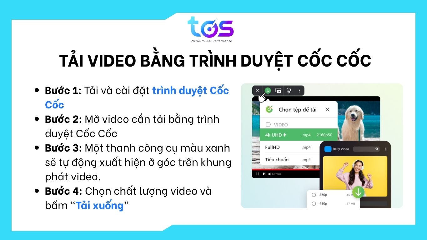 Tải video trực tiếp nhanh chóng bằng Cốc Cốc