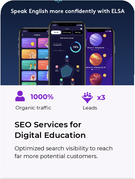 ELSA digital education SEO case study: 1000% organic traffic and 3x leads