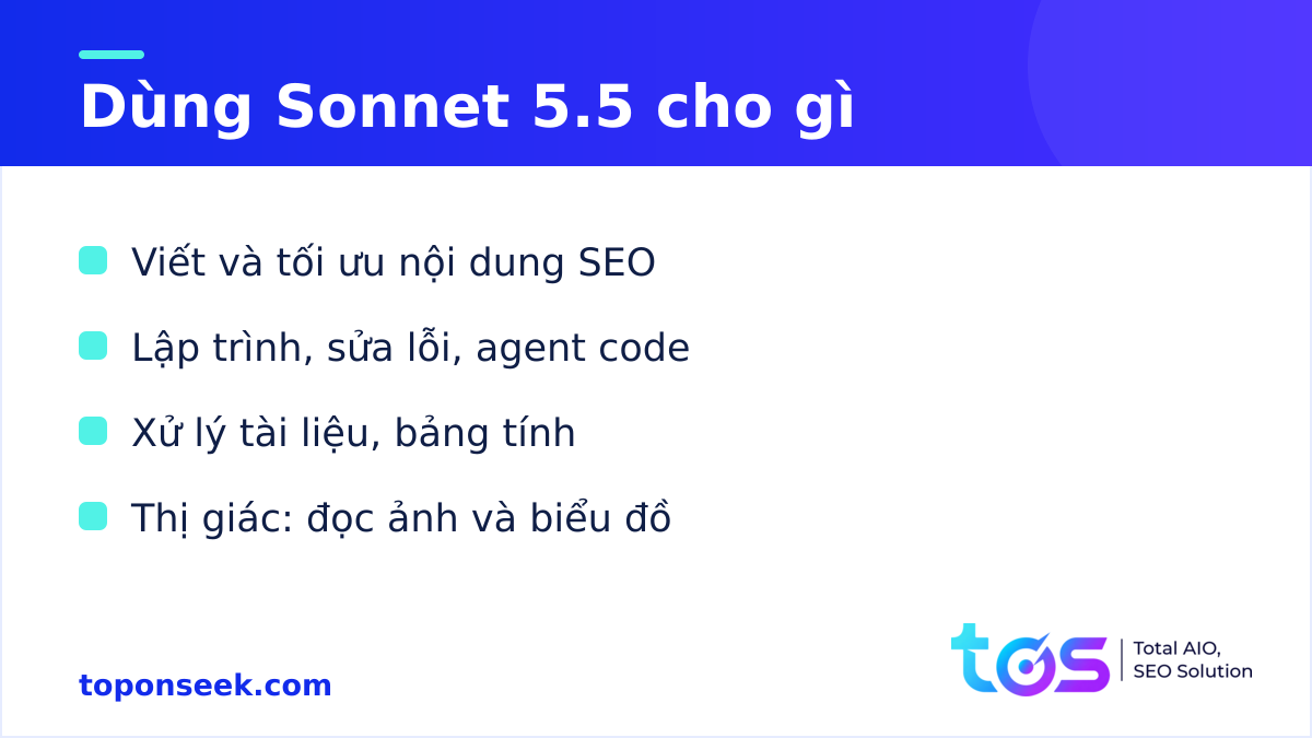 Dùng Claude Sonnet 5.5 cho marketing và SEO