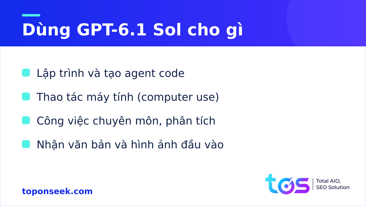 Dùng GPT-6.1 Sol cho công việc lập trình và nội dung