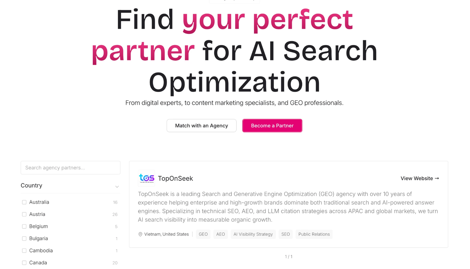 The TOS profile in the OtterlyAI Agency Directory